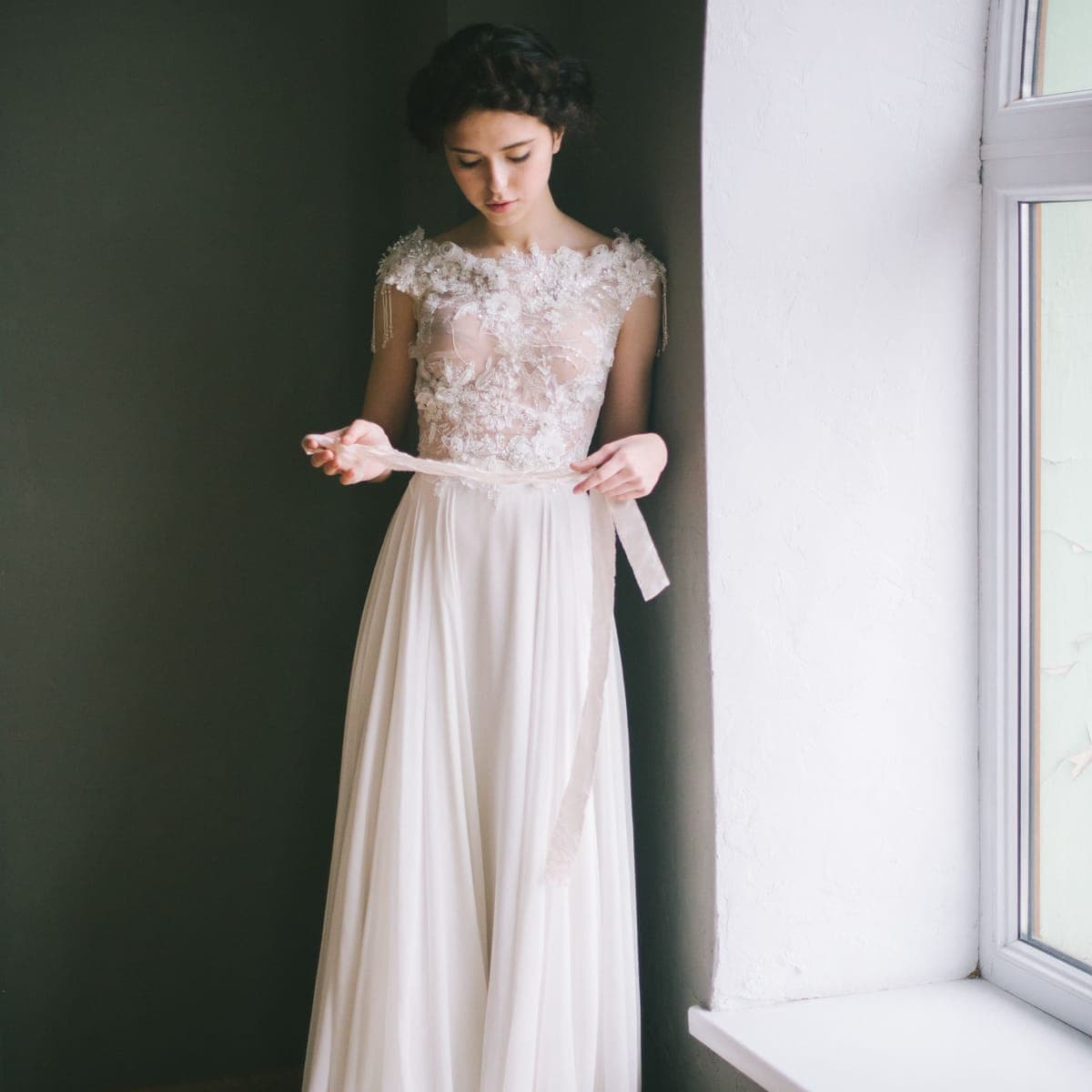 Hand-beaded Silk Wedding Gown